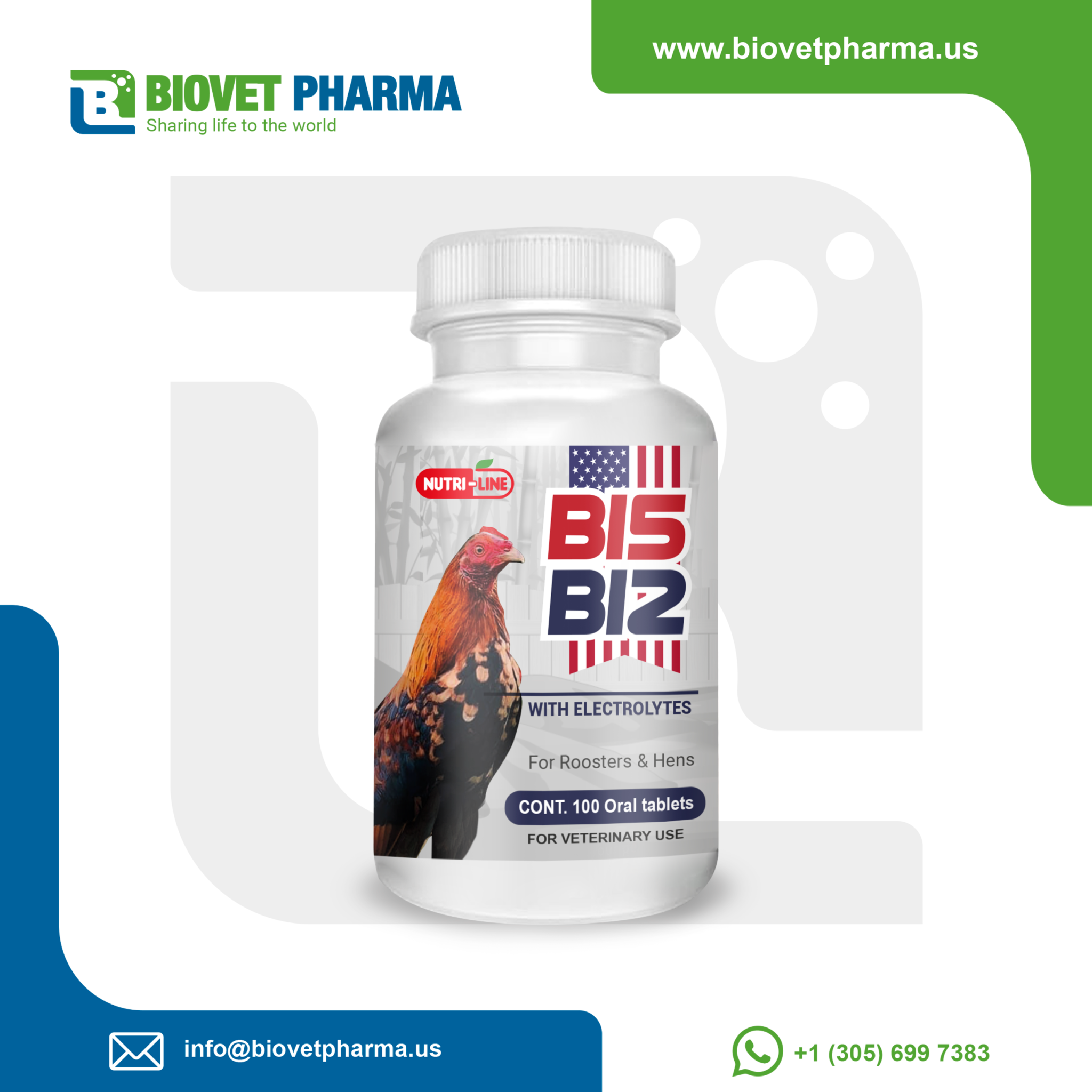 B15 B12 for Roosters – 100 Tablets – Biovet Pharma